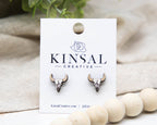 Animal Skull Wood Stud Earrings