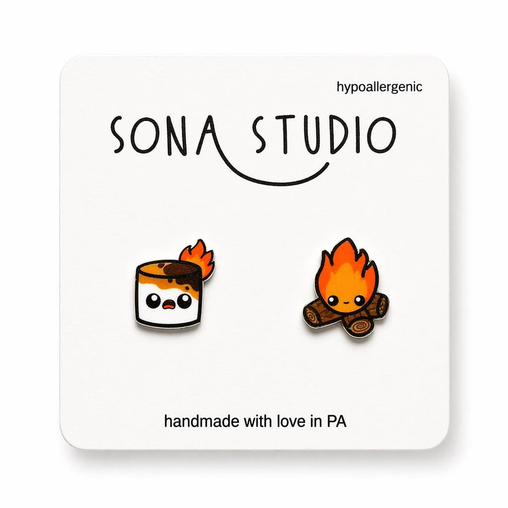 Campfire Smores Kawaii Earrings