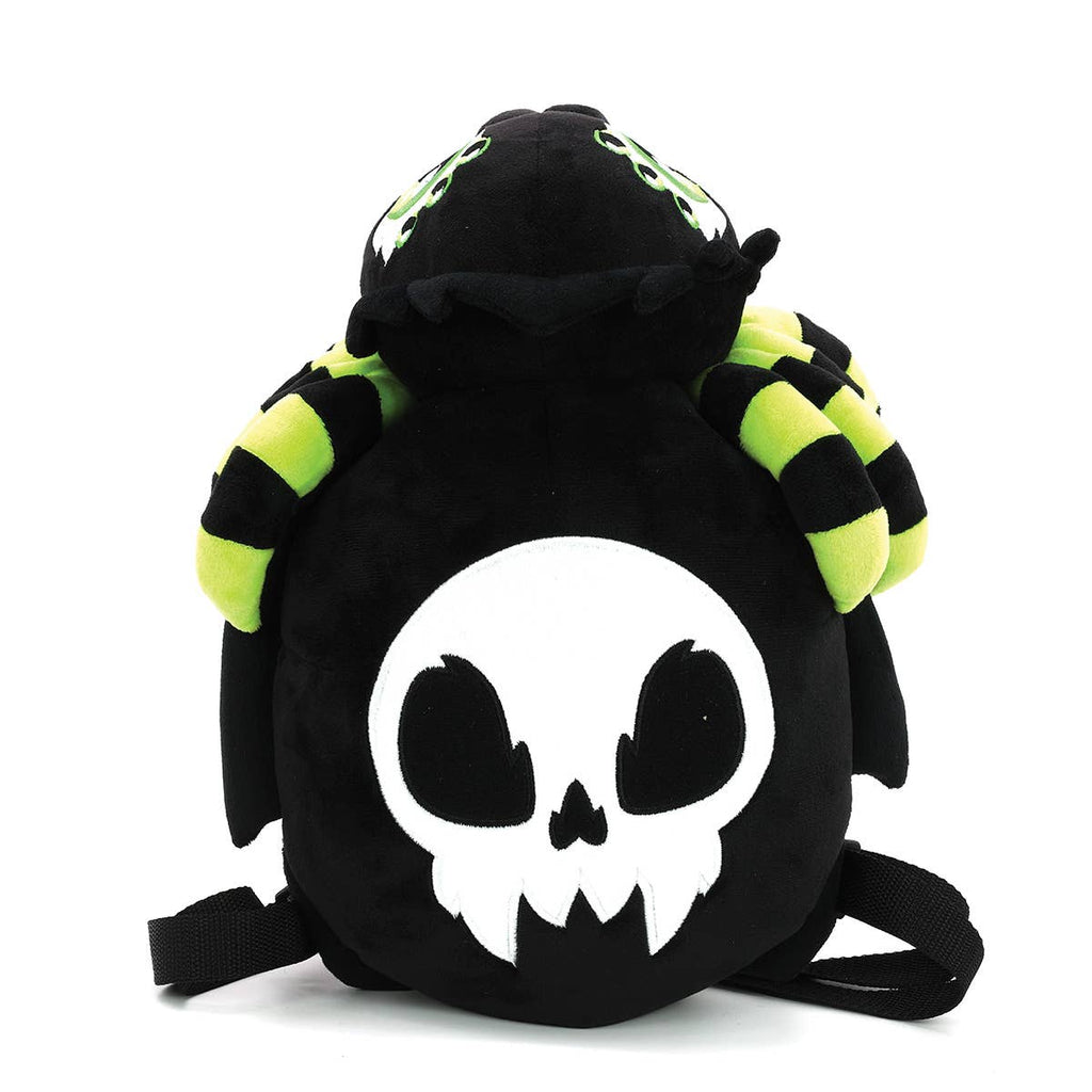 Glow in the Dark Skull Spider Plush Backpack in Polyester