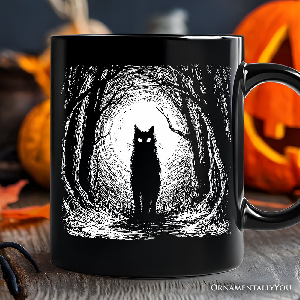 Haunted Forest Black Cat Mug
