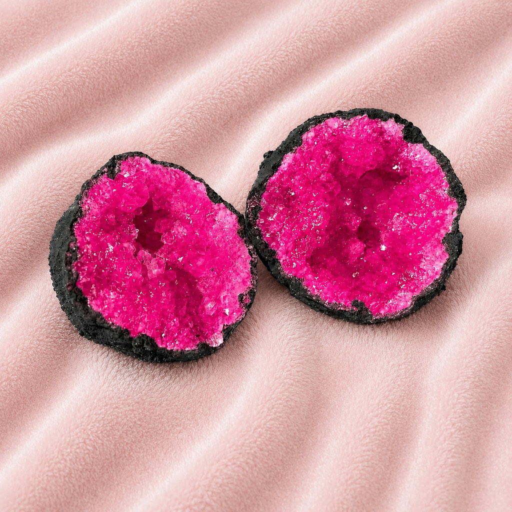 Dyed Pink Moroccan Sugar Geode  Pre-Cut  2" - 3"