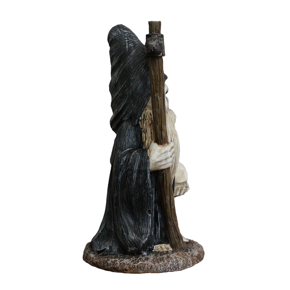 Grim Reaper Gnome Figurine 7", Gothic Occult Statue Decor