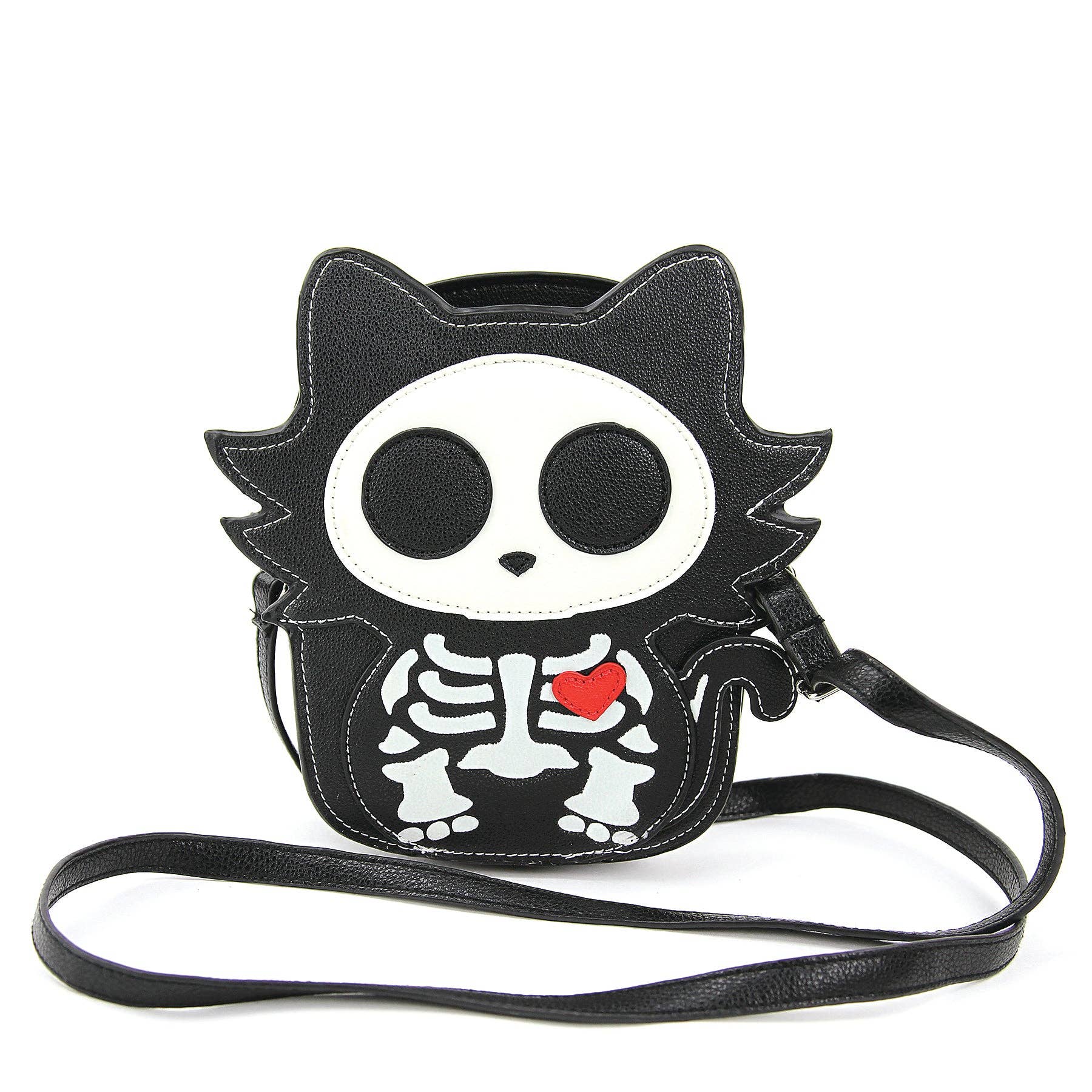 Glow in the Dark Sugar Skull Cat Crossbody Bag in Vinyl