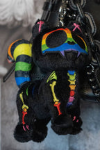 Rainbow Skelekitty Plush Keychain