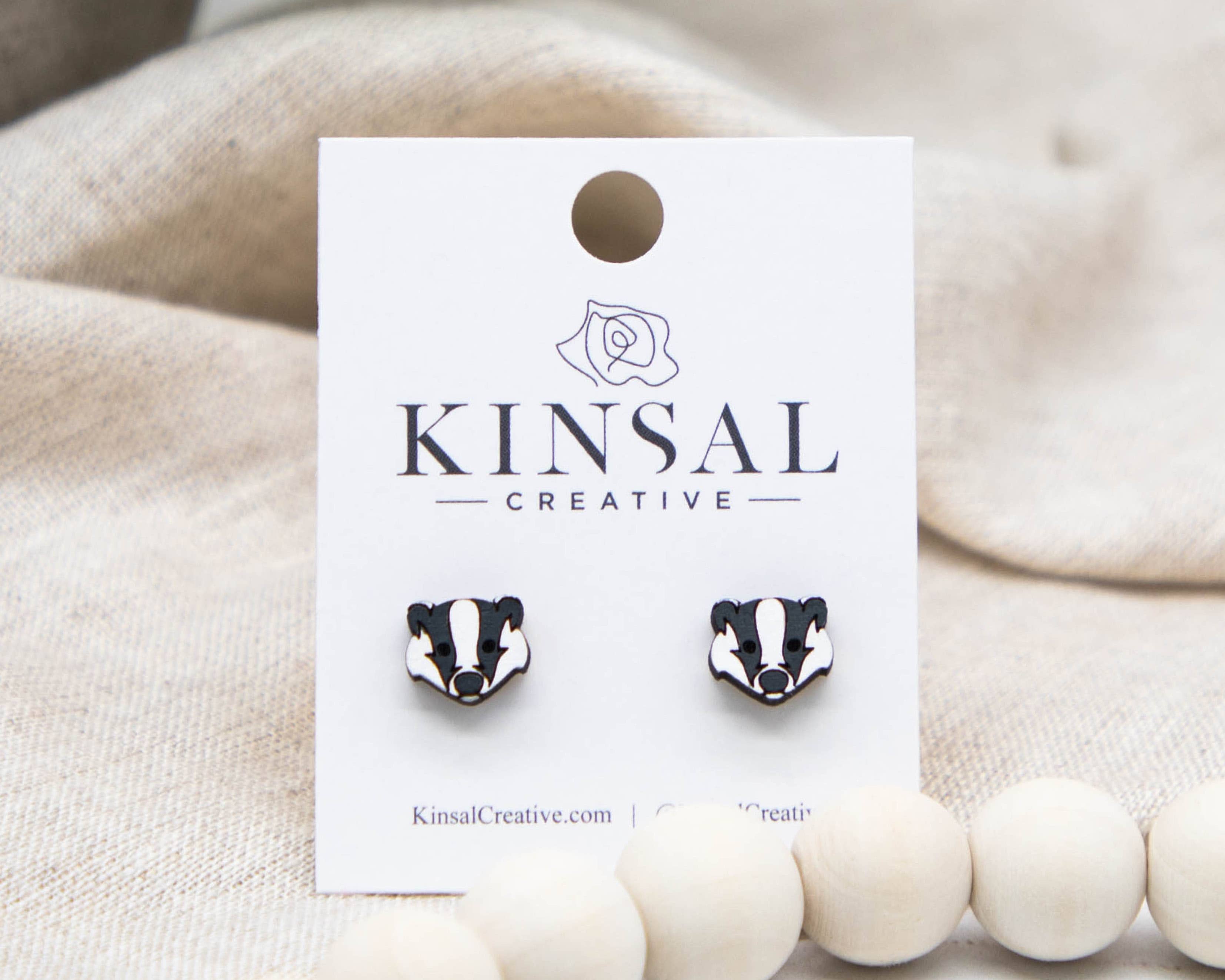 Badger Wood Stud Earrings