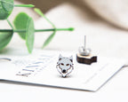 Wolf Wood Stud Earrings