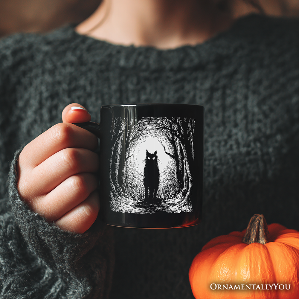 Haunted Forest Black Cat Mug