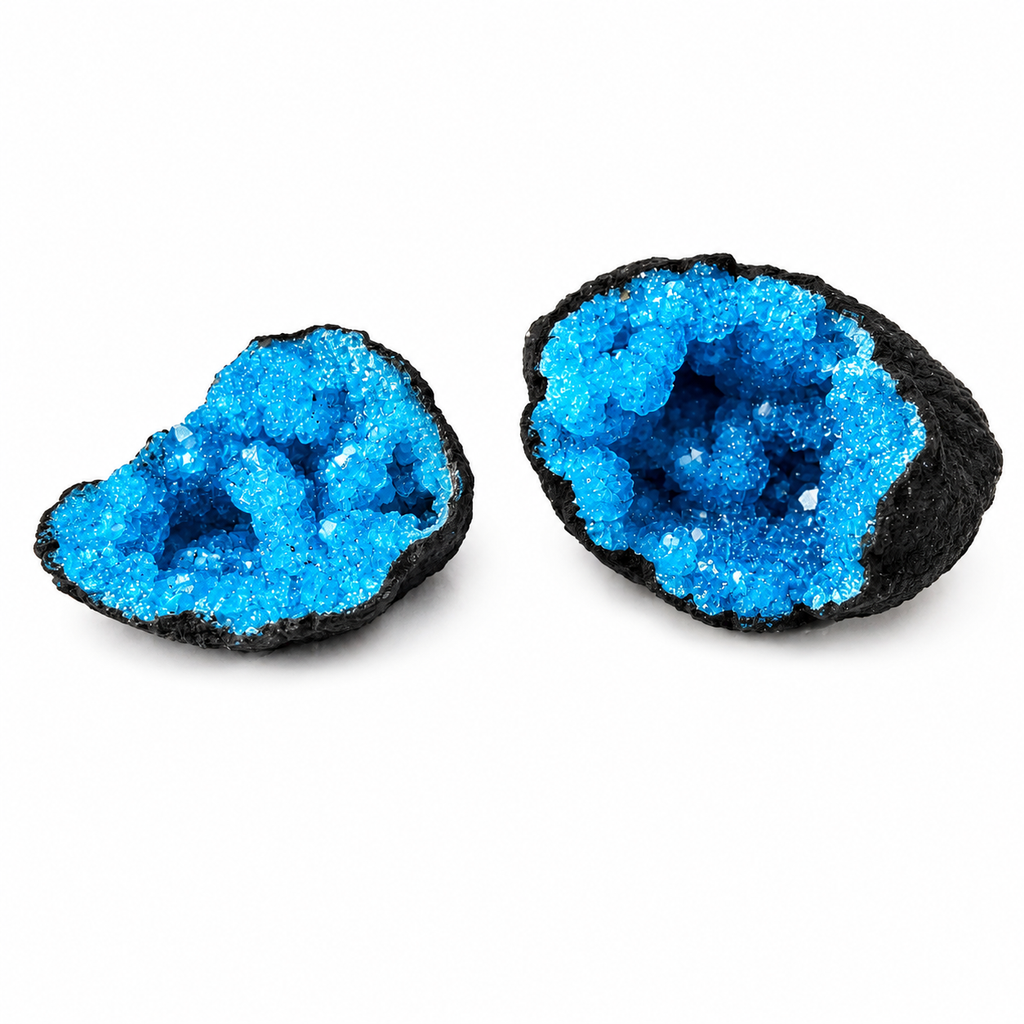 Dyed Blue Moroccan Sugar Geode Pre-Cut  2" - 3"