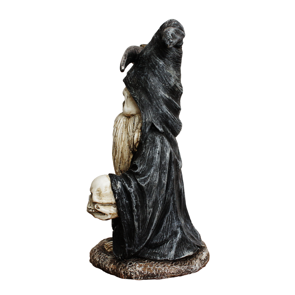 Grim Reaper Gnome Figurine 7", Gothic Occult Statue Decor