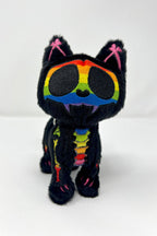 Rainbow Skelekitty Plush Keychain