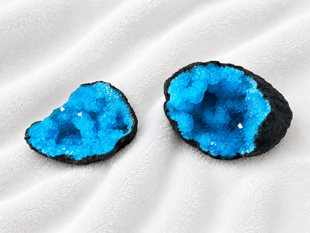 Dyed Blue Moroccan Sugar Geode Pre-Cut  2" - 3"