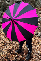 Batwing Pagoda Umbrella [BLACK/HOT PINK STRIPED]