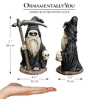 Grim Reaper Gnome Figurine 7", Gothic Occult Statue Decor