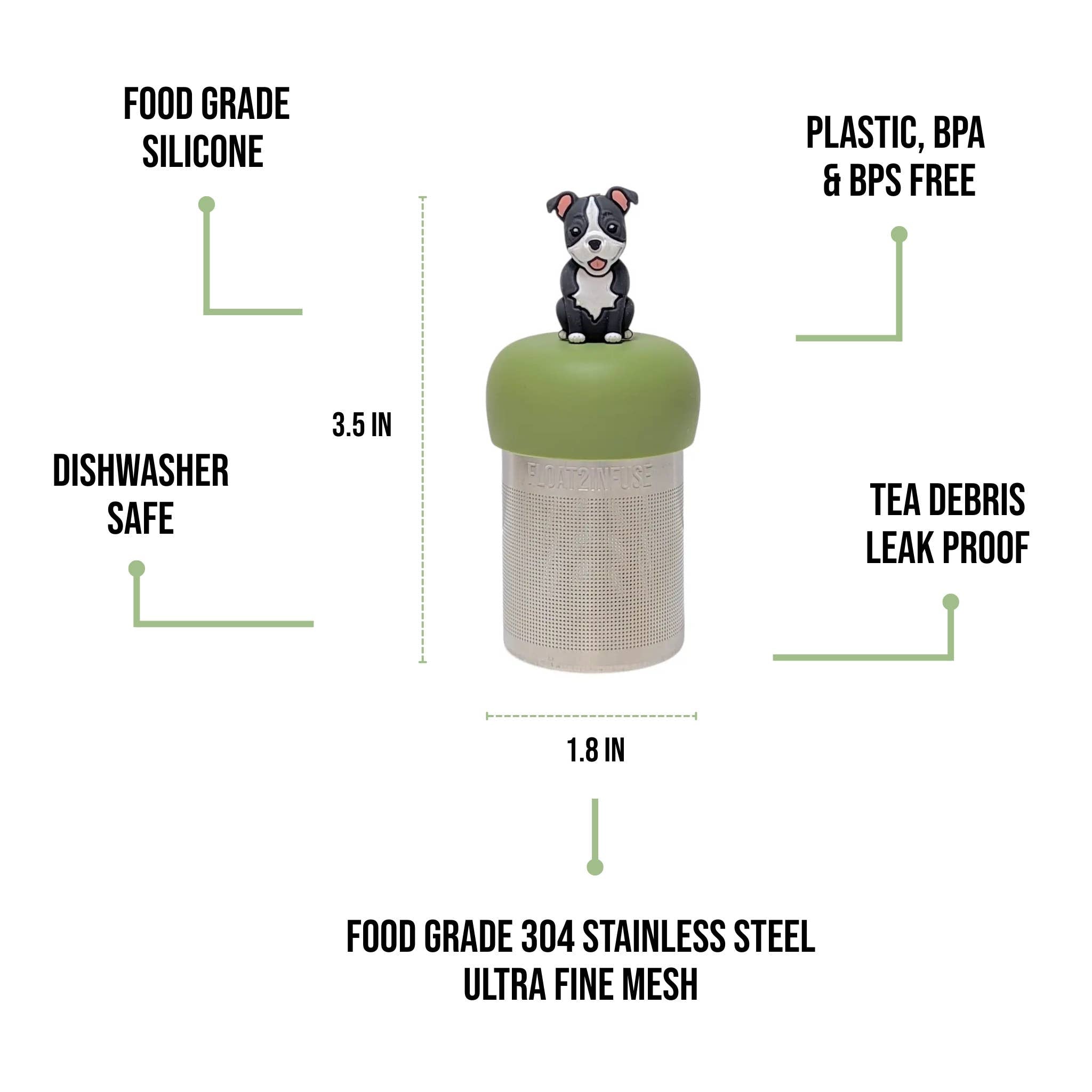 Pit Bull Puppy | Floating Tea Infuser | Green Base | Blue