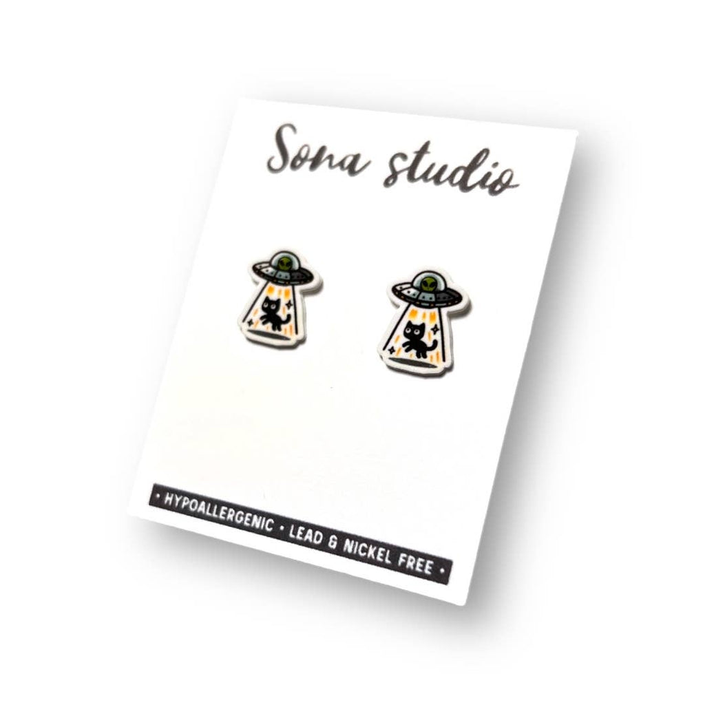 Beam Me Up Kitty Earrings