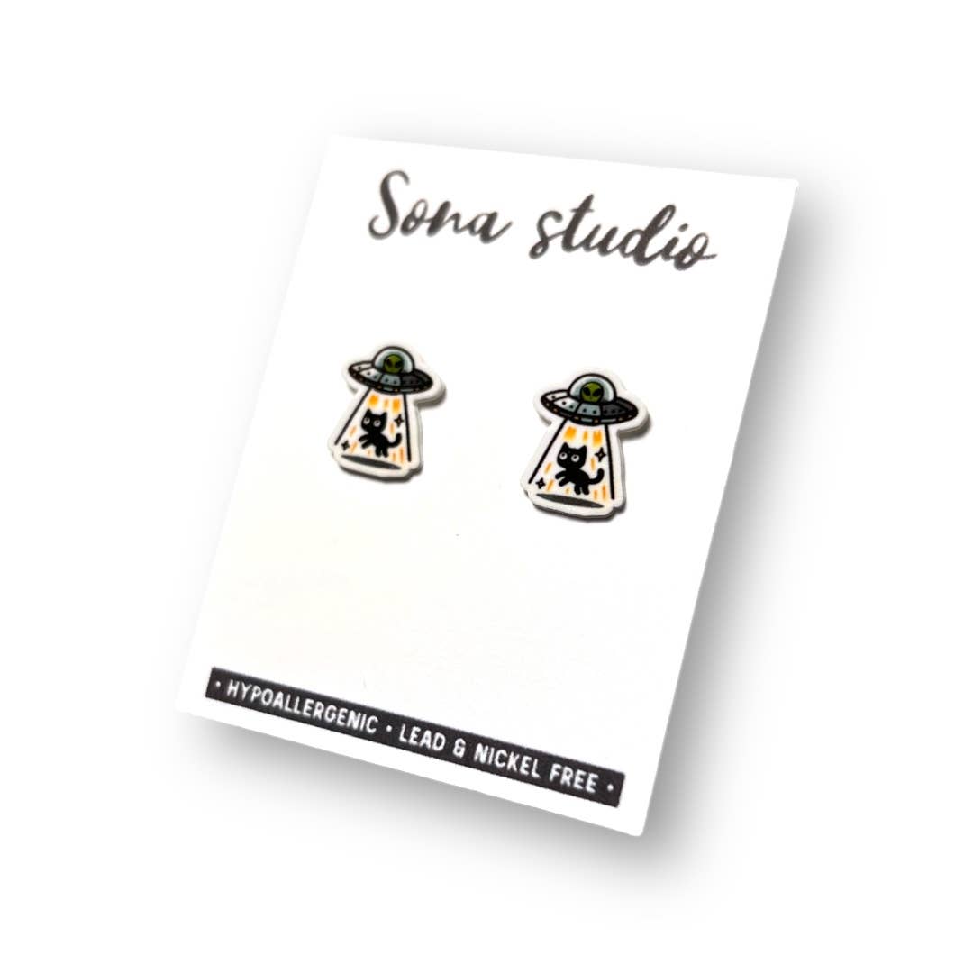 Beam Me Up Kitty Earrings