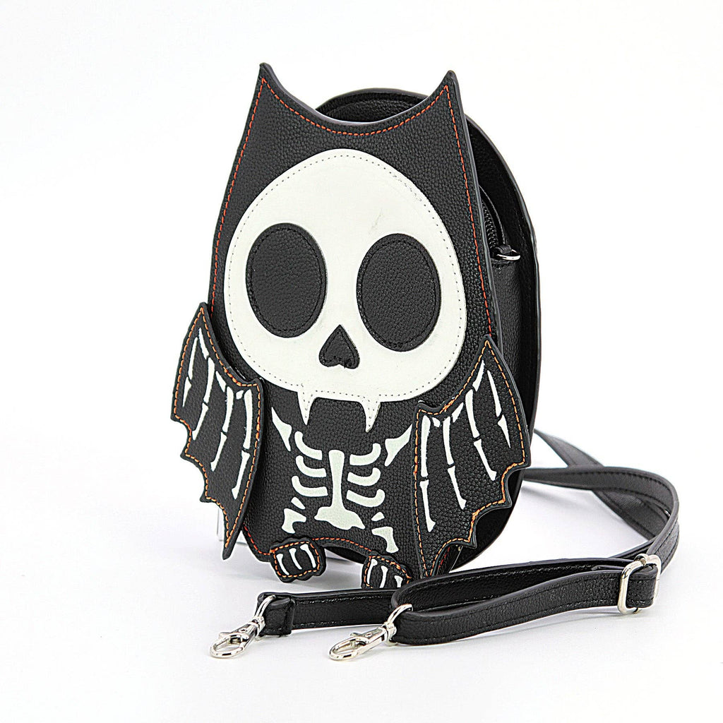 Glow in the Dark Skeleton Bat Shoulder Bag in Vinyl