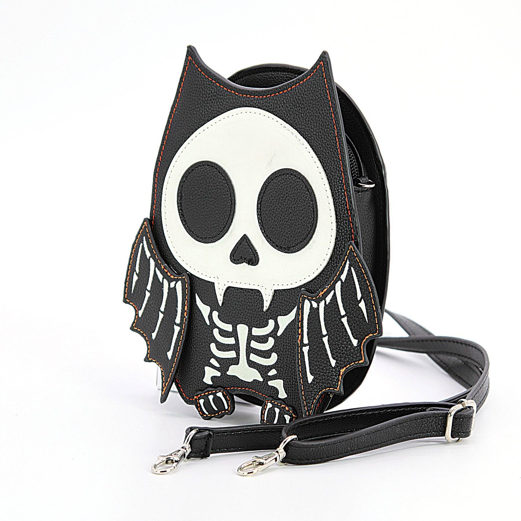 Glow in the Dark Skeleton Bat Shoulder Bag in Vinyl