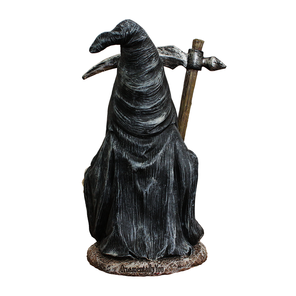 Grim Reaper Gnome Figurine 7", Gothic Occult Statue Decor