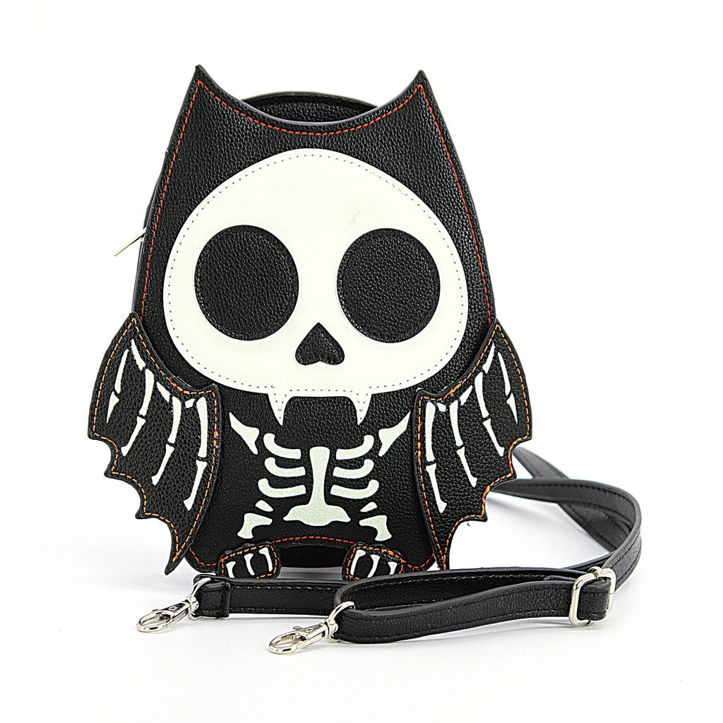 Glow in the Dark Skeleton Bat Shoulder Bag in Vinyl