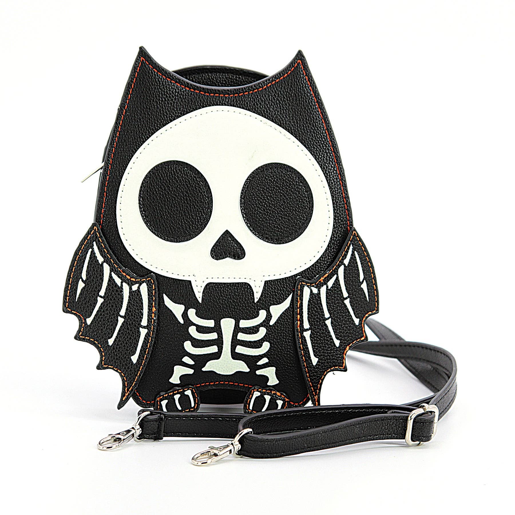 Glow in the Dark Skeleton Bat Shoulder Bag in Vinyl