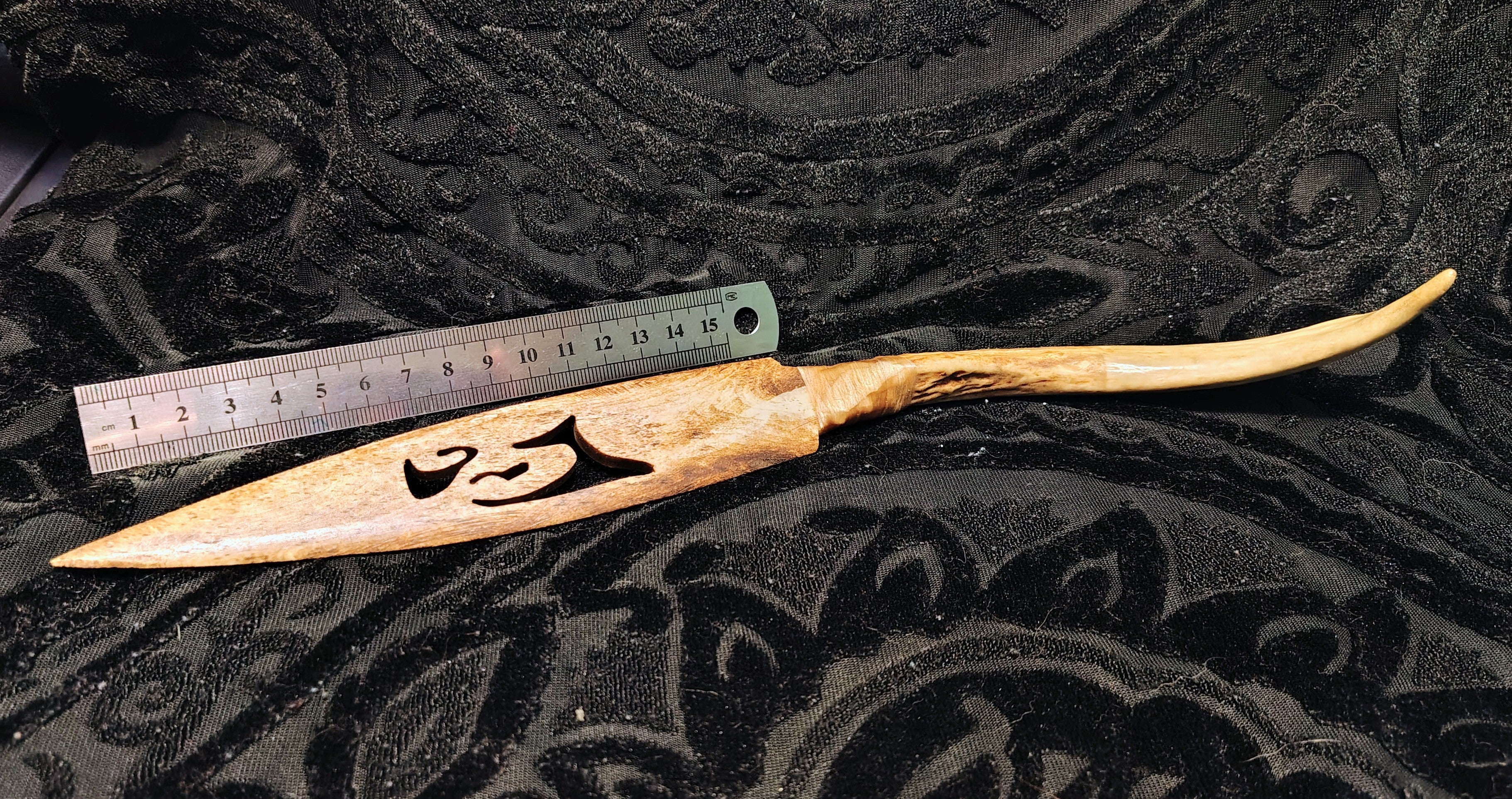 hand carved deer antler / bone letter opener/knife